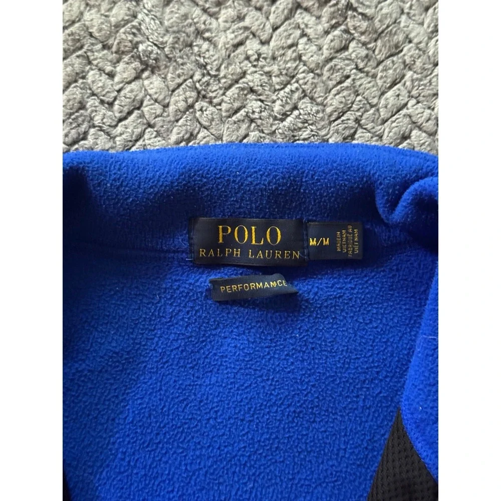 Polo Ralph Lauren Men's Performance Blue Fleece Full Zip Vest Black Pony‎ Sz M